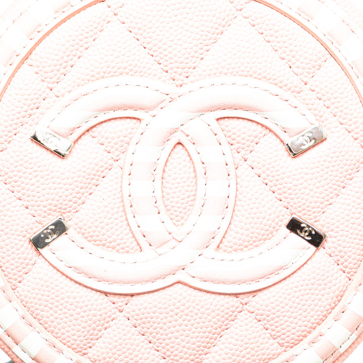 Caviar Striped CC Filigree Round Crossbody Pink - Gaby Paris