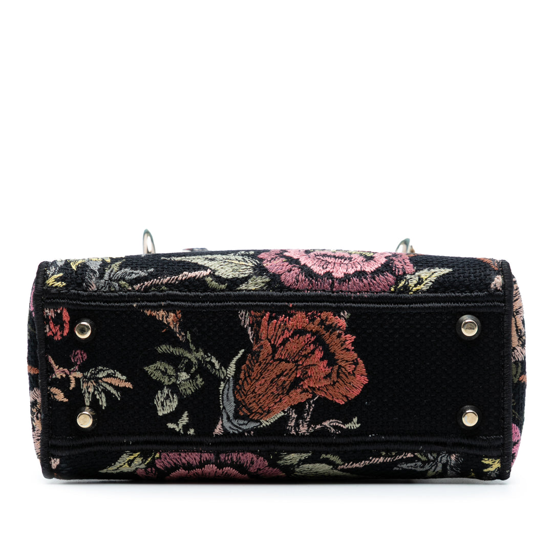 Dior Mini Embroidered Toile Mille Fleurs Lady D Lite Noir – GABY PARIS Authentique