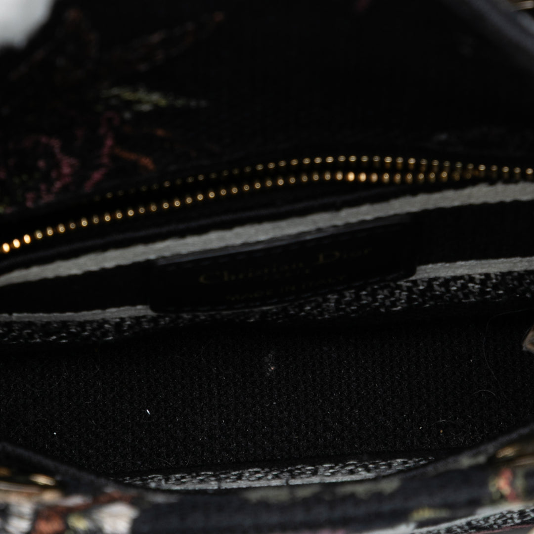 Dior Mini Embroidered Toile Mille Fleurs Lady D Lite Noir – GABY PARIS Authentique