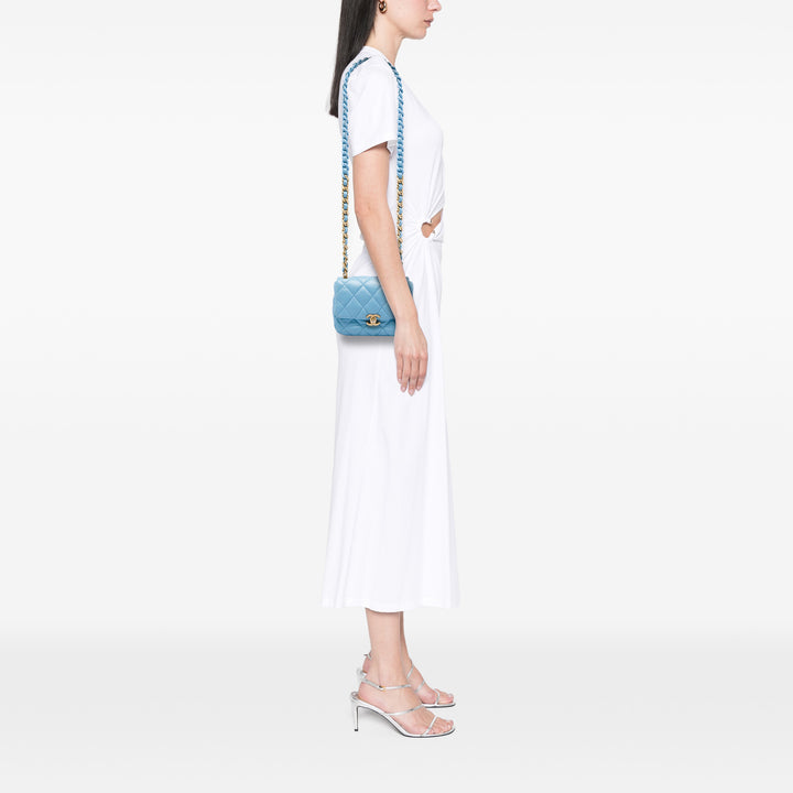Chanel Mini Matelassé Cuir d’agneau Lacquered Chain à rabat