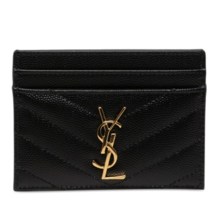 Saint Laurent Chevron Grain de Poudre Cassandre Porte-cartes Noir – vue principale – GABY PARIS