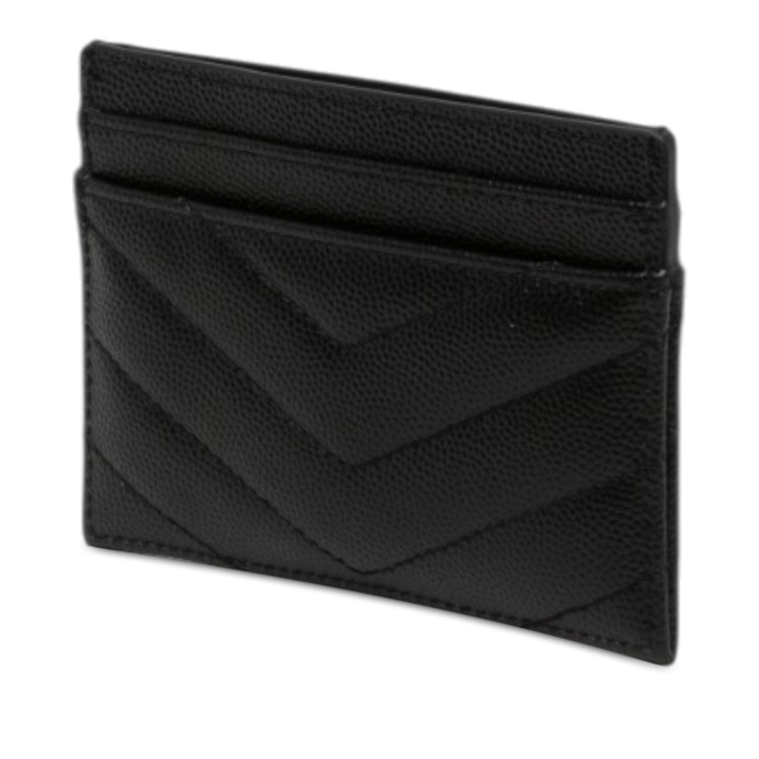 Saint Laurent Chevron Grain de Poudre Cassandre Porte-cartes Noir – vue 2 – GABY PARIS