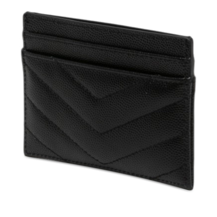 Saint Laurent Chevron Grain de Poudre Cassandre Porte-cartes Noir – vue 2 – GABY PARIS