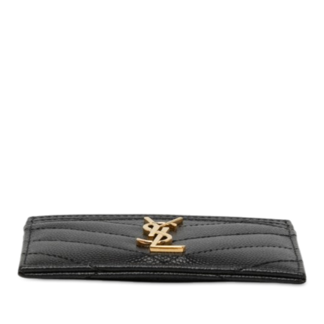 Saint Laurent Chevron Grain de Poudre Cassandre Porte-cartes Noir – vue 3 – GABY PARIS