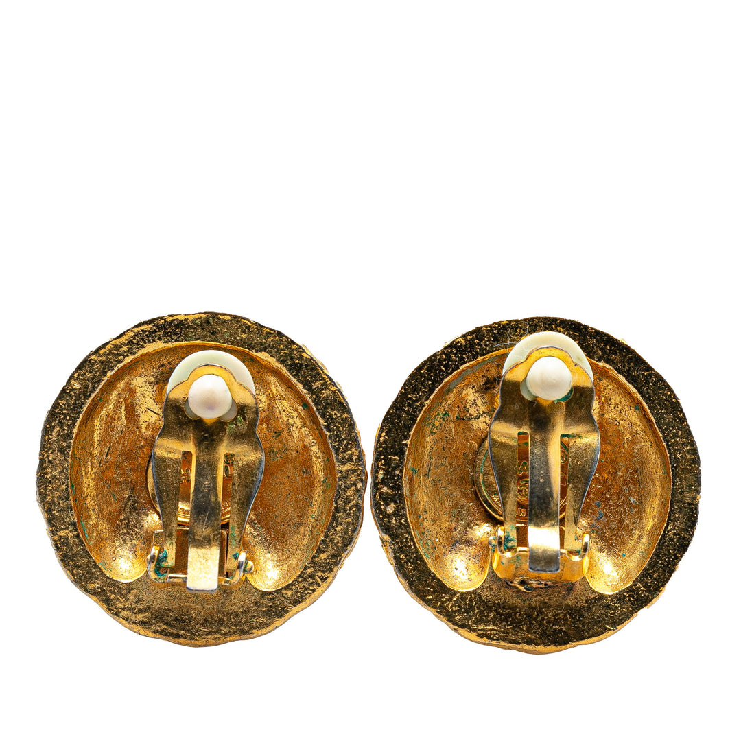 Gold Plated CC Clip On Earrings Gold - Gaby Paris