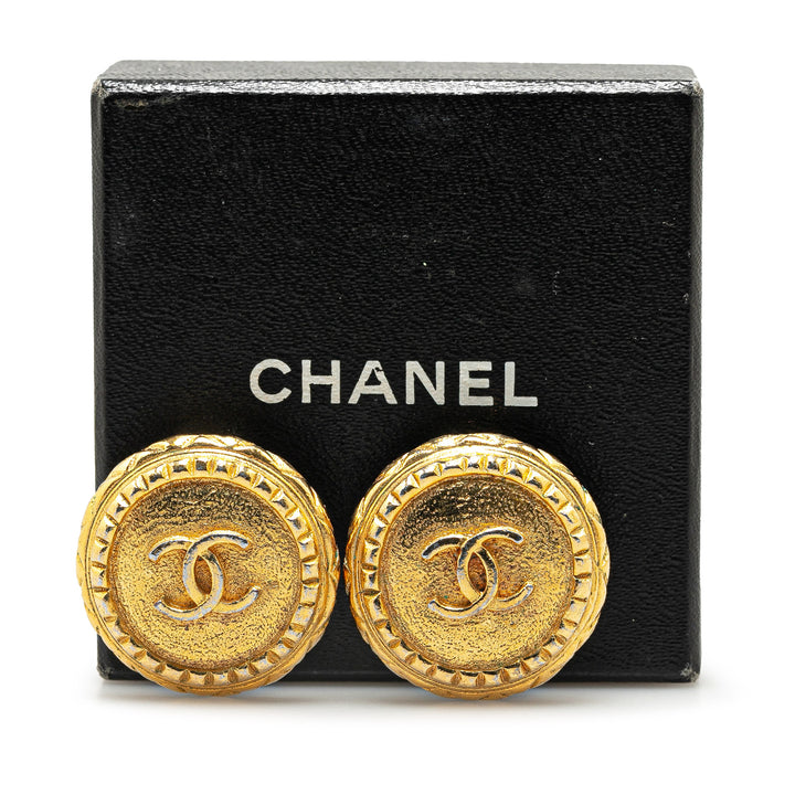 Gold Plated CC Clip On Earrings Gold - Gaby Paris