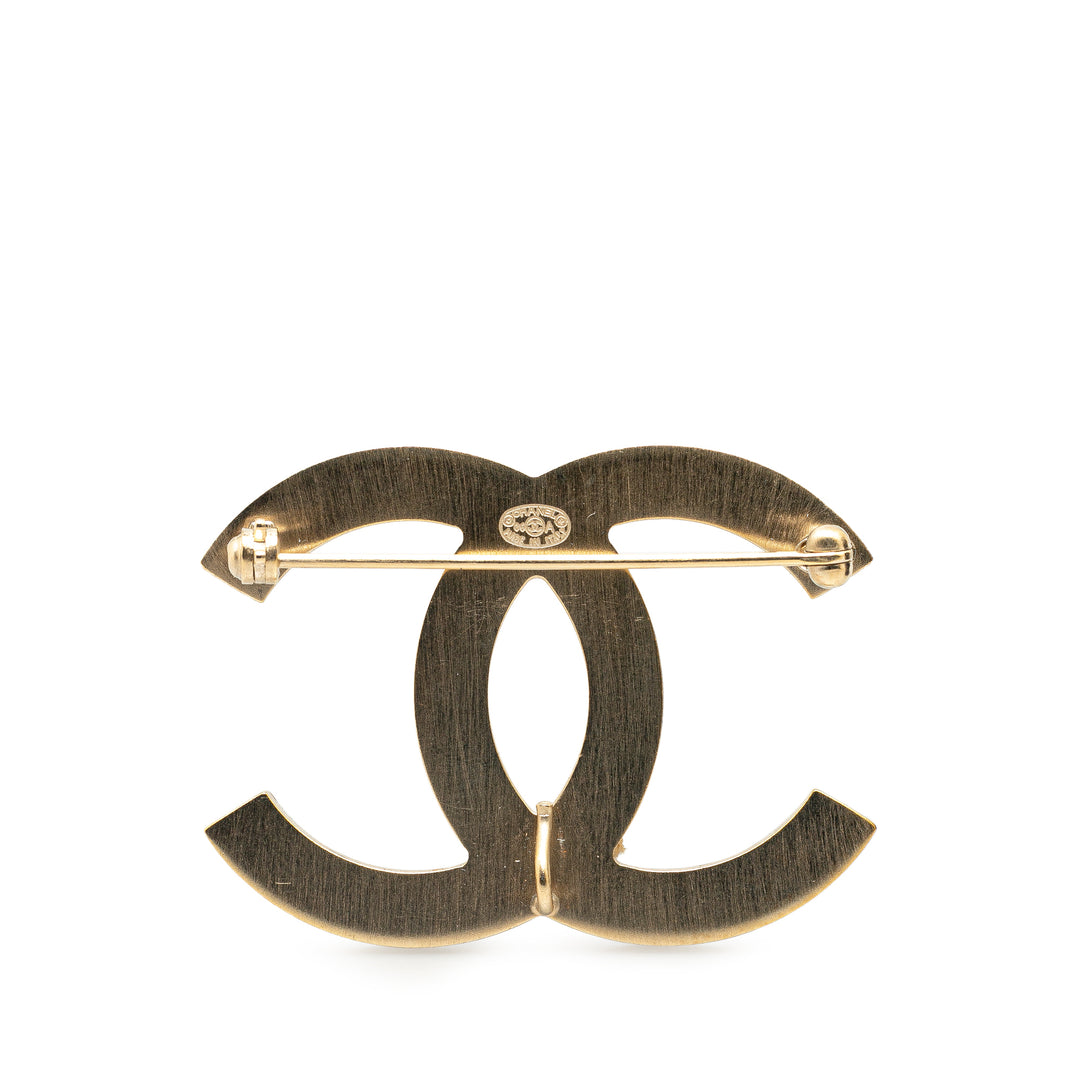 Chanel Tweed and Lace CC Logo Brooch Gold - GABY PARIS