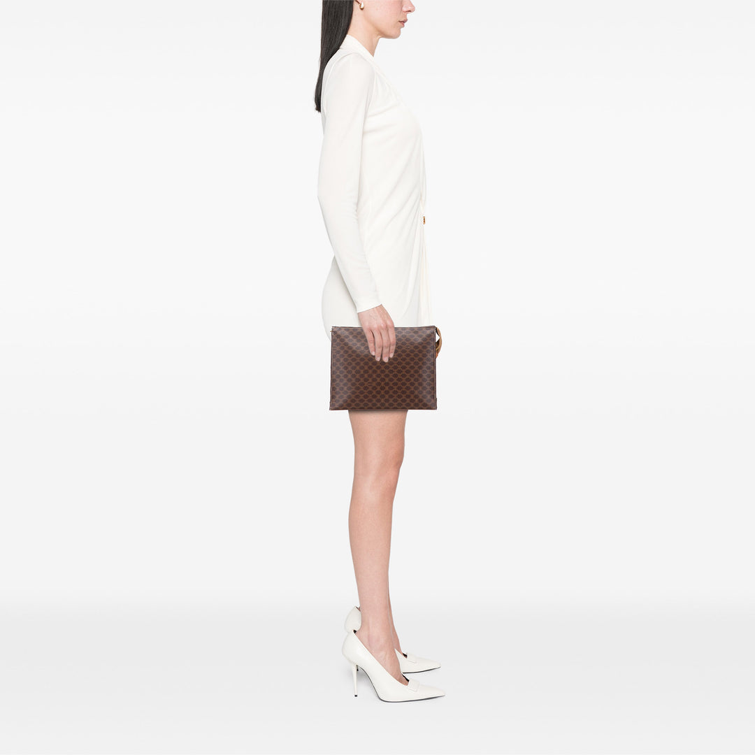Macadam Coated Canvas Clutch Brown - Gaby Paris