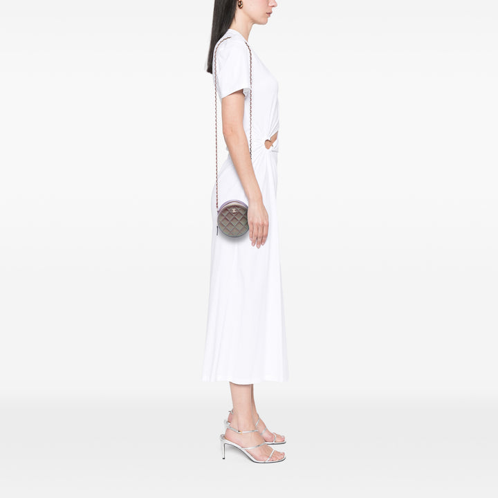 Matelassé Irisé Rond Pochette avec chaîne Cuir d'agneau Violet