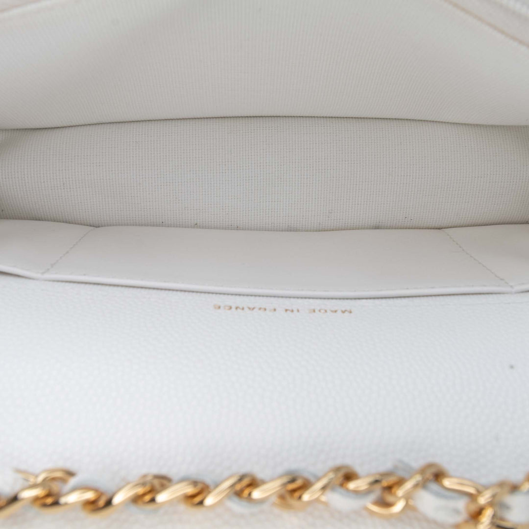 Chanel Quilted Caviar Coco Casino Phone Holder on Chain Blanc