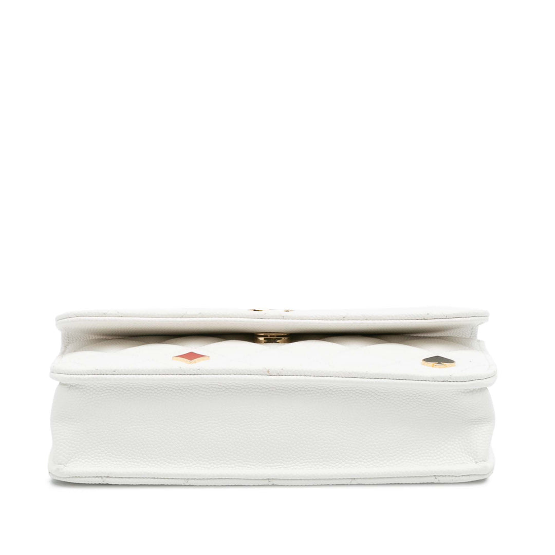 Chanel Quilted Caviar Coco Casino Phone Holder on Chain Blanc