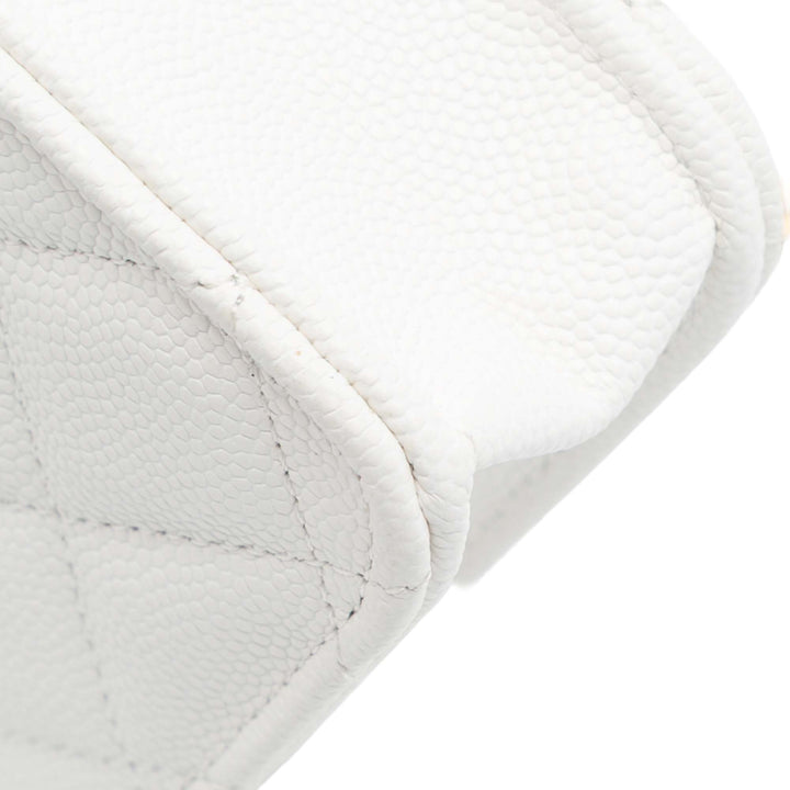 Chanel Quilted Caviar Coco Casino Phone Holder on Chain Blanc