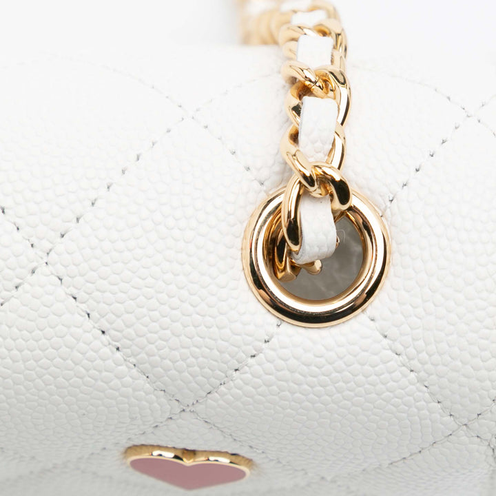 Chanel Quilted Caviar Coco Casino Phone Holder on Chain Blanc