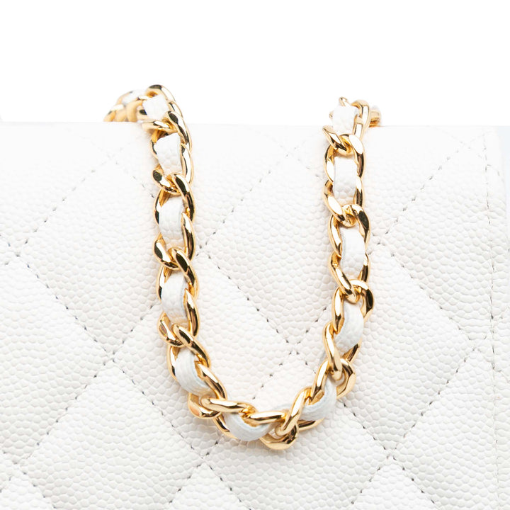 Chanel Quilted Caviar Coco Casino Phone Holder on Chain Blanc