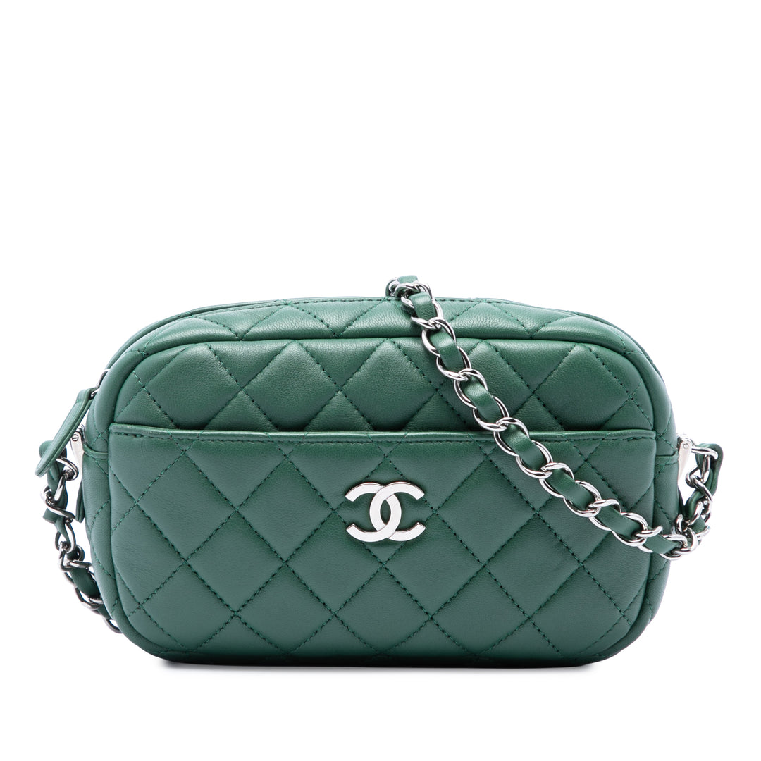 Chanel CC Matelassé Camera Étui Petit Cuir d'agneau Vert