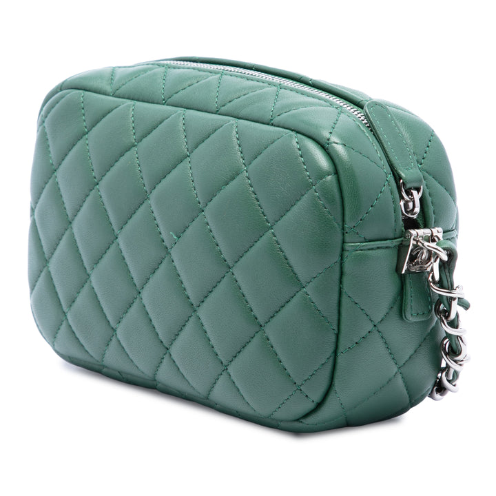 Chanel CC Matelassé Camera Étui Petit Cuir d'agneau Vert