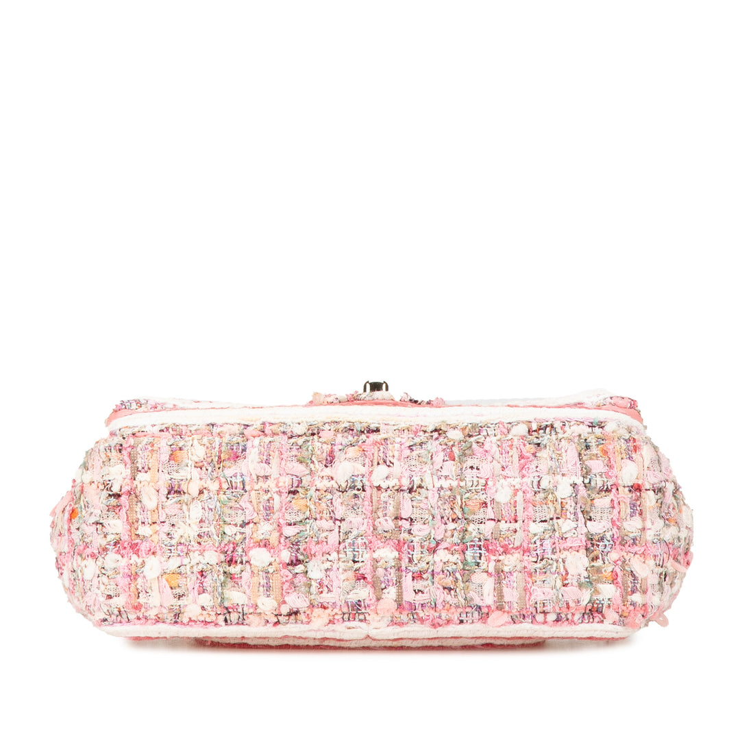 Mini Rectangular Classic Tweed Braid Flap Pink - Gaby Paris