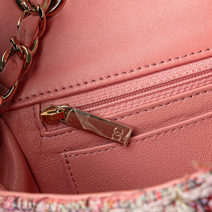 Mini Rectangular Classic Tweed Braid Flap Pink - Gaby Paris