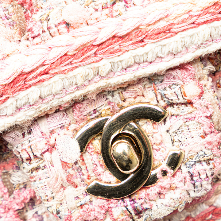 Mini Rectangular Classic Tweed Braid Flap Pink - Gaby Paris