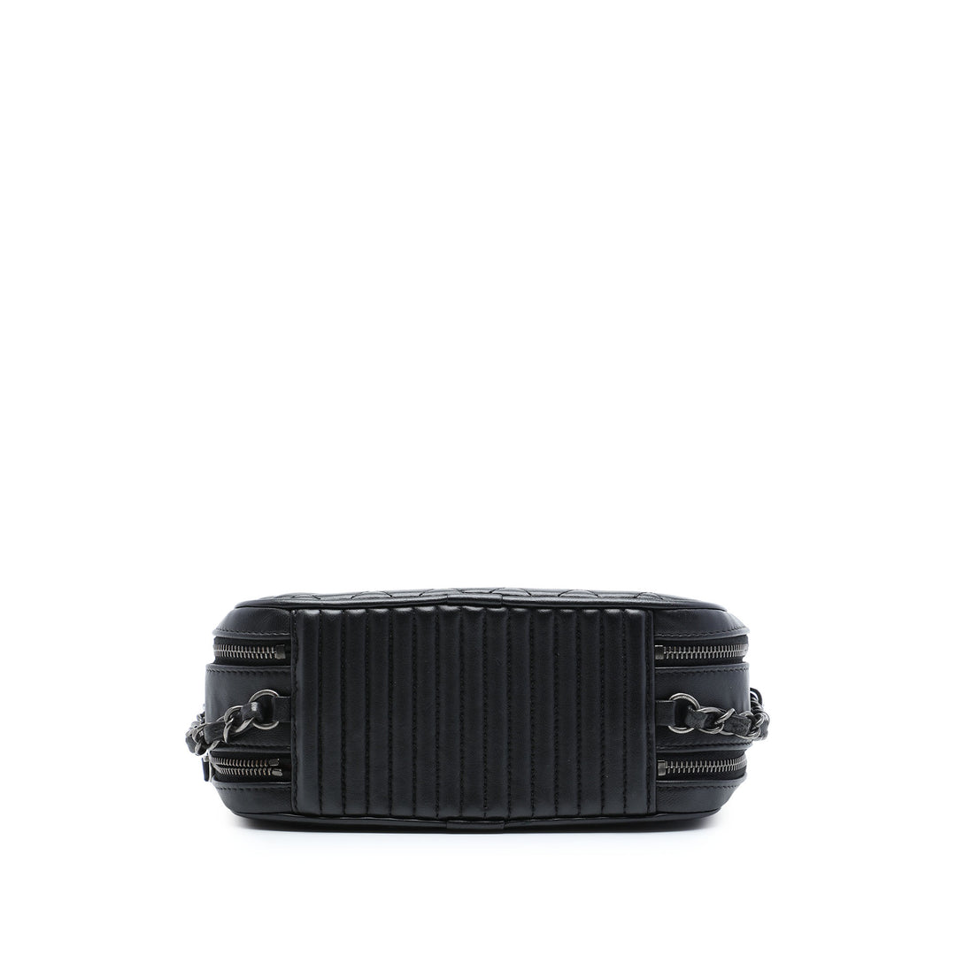 Matelassé Coco Boy Sac caméra Petit Cuir d'agneau Noir