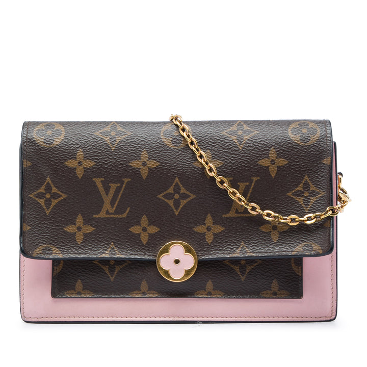 Flore Wallet on Chain Monogram Marron