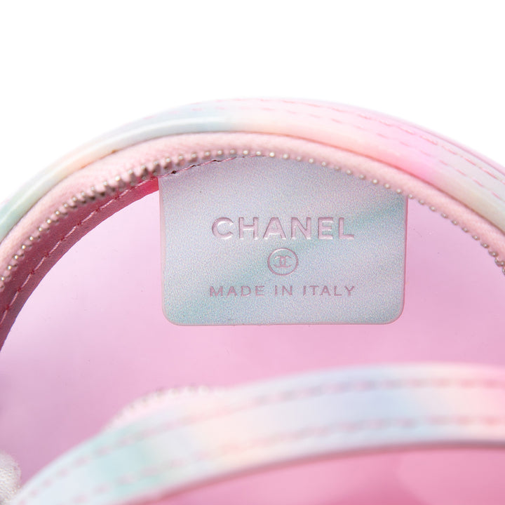 PVC et CC Filigree Rond Pochette avec chaîne Cuir d'agneau Rose
