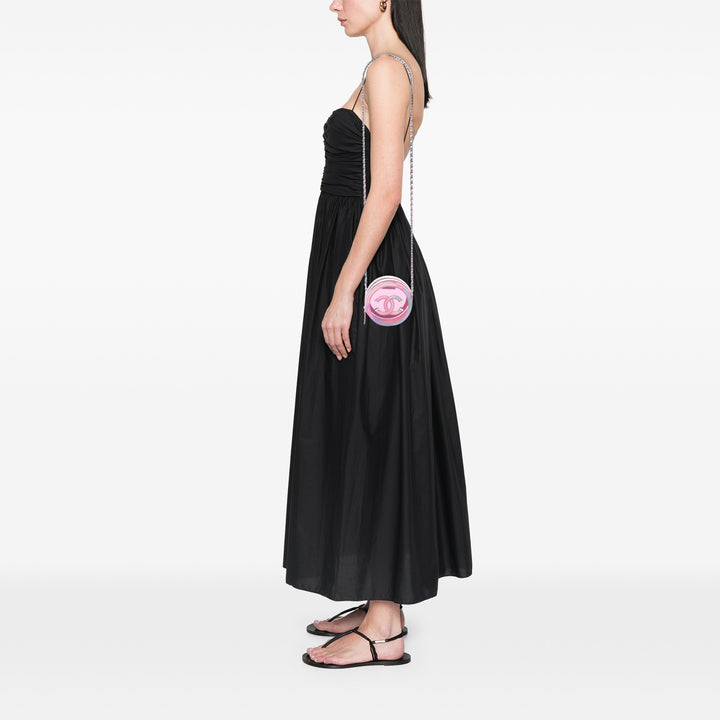 PVC et CC Filigree Rond Pochette avec chaîne Cuir d'agneau Rose