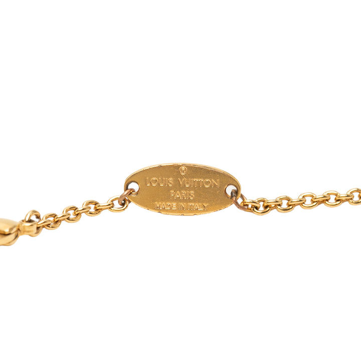 plaqué Strass LV Iconic Pendant Collier Doré