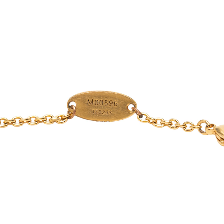 plaqué Strass LV Iconic Pendant Collier Doré