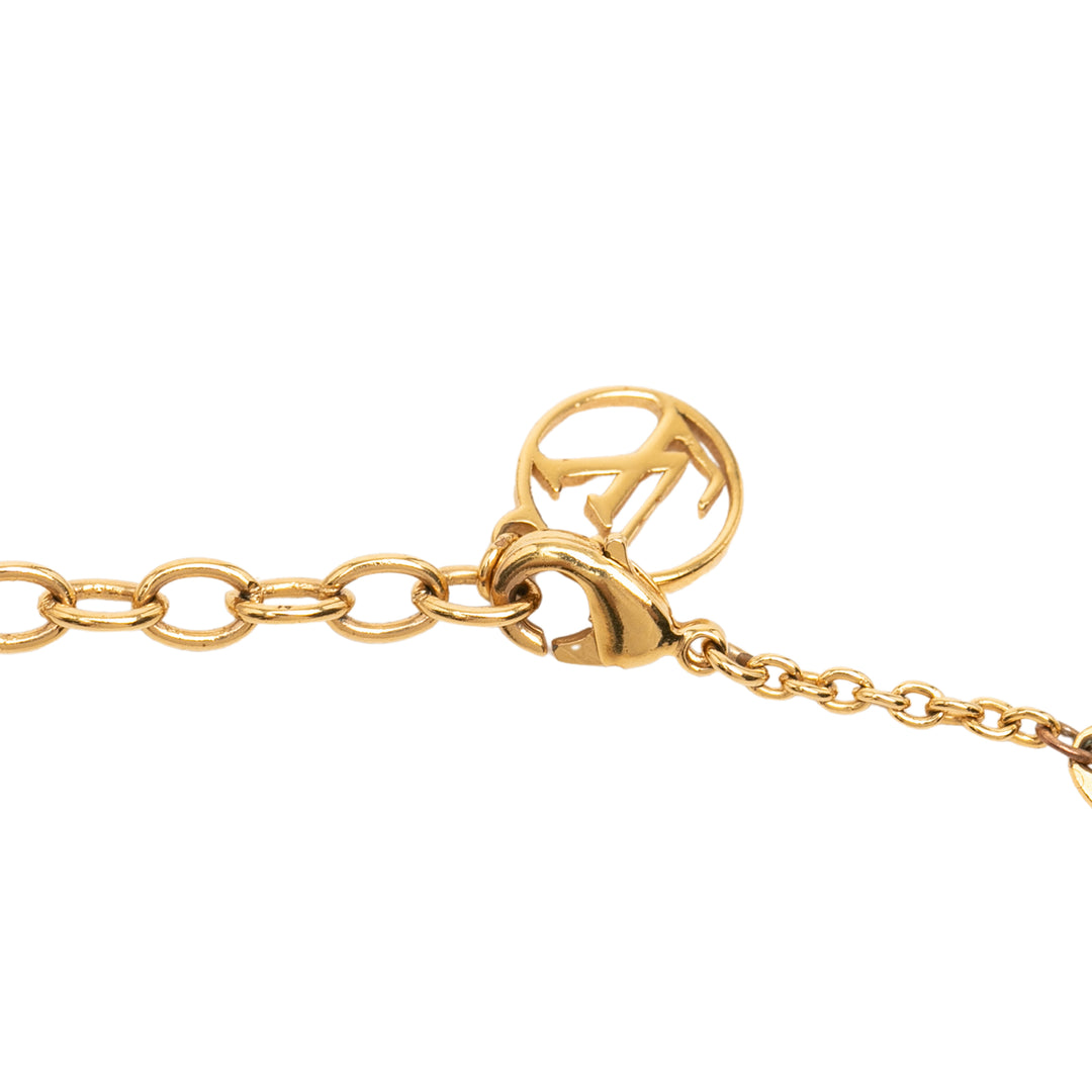 plaqué Strass LV Iconic Pendant Collier Doré