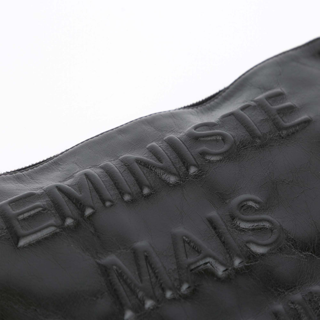 Large Calfskin Feministe Maize Feminine Pouch Black - Gaby Paris