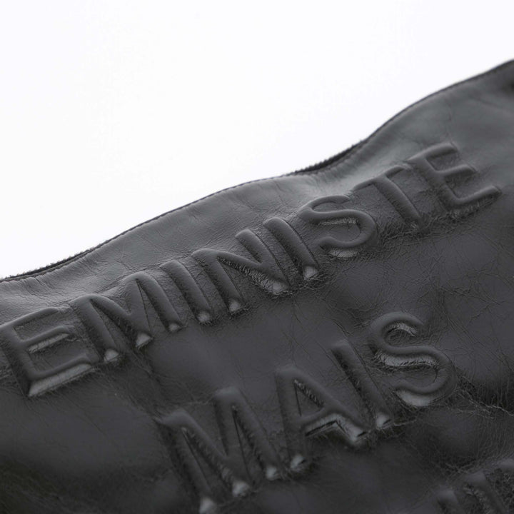 Large Calfskin Feministe Maize Feminine Pouch Black - Gaby Paris
