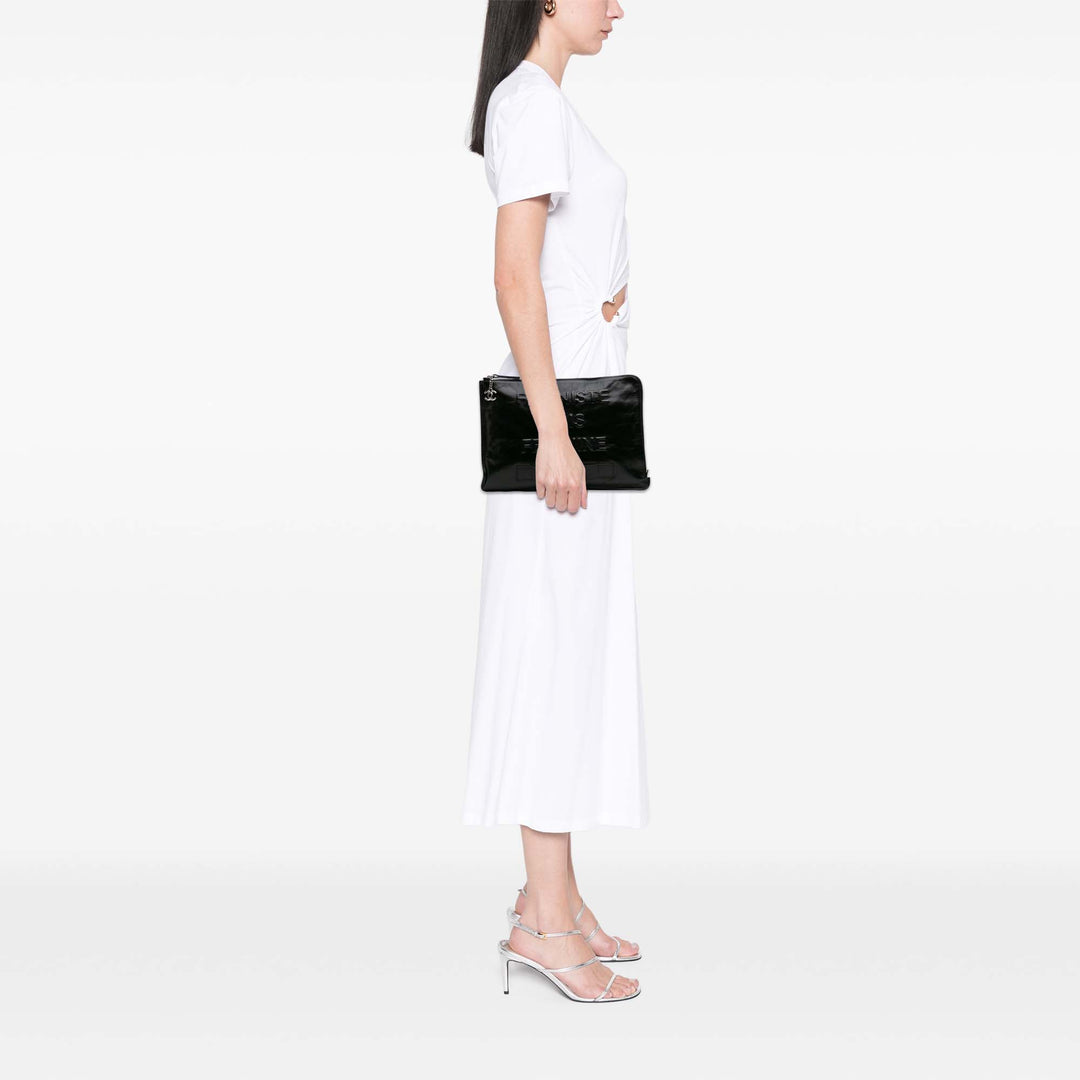 Large Calfskin Feministe Maize Feminine Pouch Black - Gaby Paris