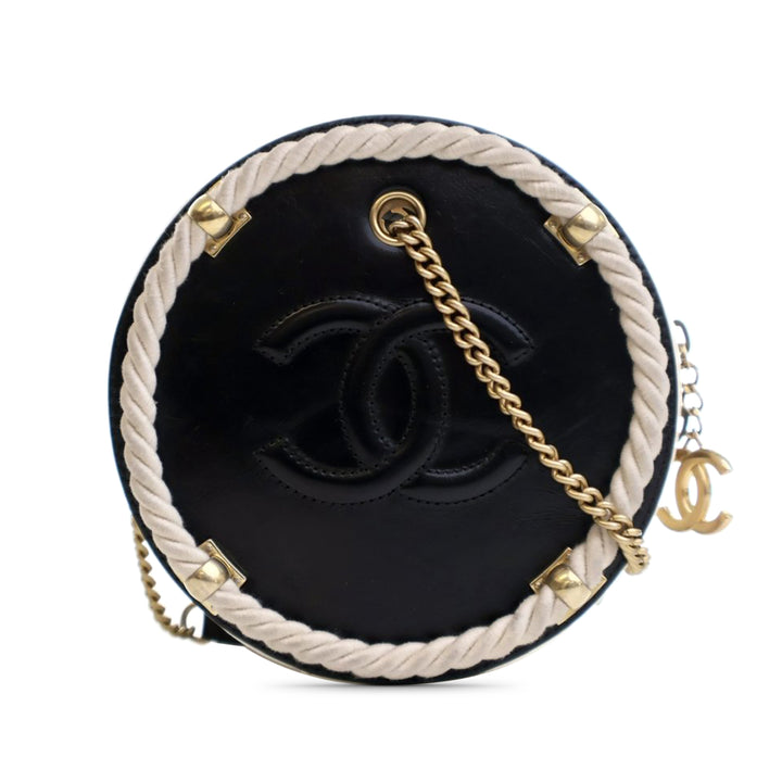 Chanel Crumpled Cuir de veau En Vogue Round Bag Noir