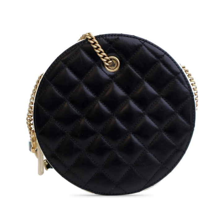 Chanel Crumpled Cuir de veau En Vogue Round Bag Noir