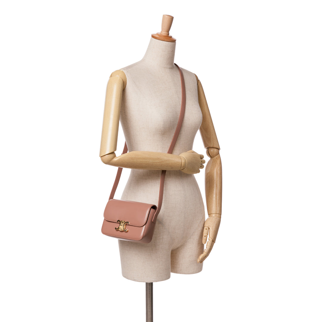 Teen Shiny Calfskin Triomphe Crossbody Brown - Gaby Paris