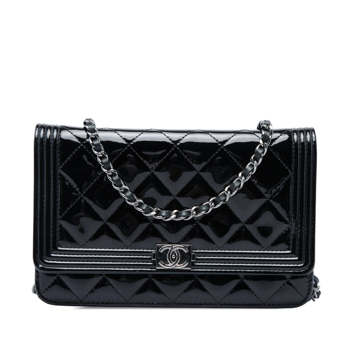 Chanel Matelassé Boy Wallet on Chain Noir – vue principale – GABY PARIS