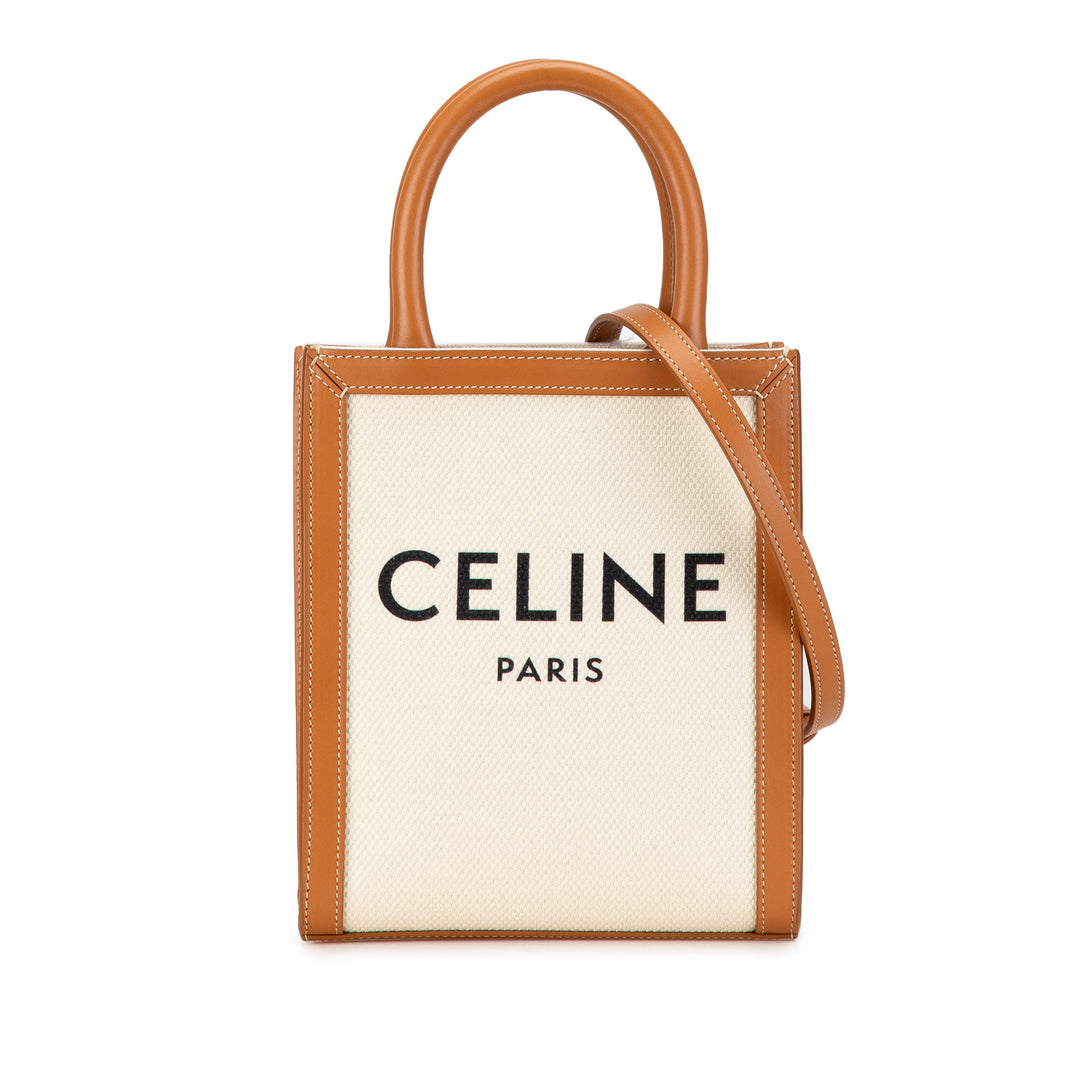 Celine Mini Canvas Vertical Cabas Satchel Brown - GABY PARIS