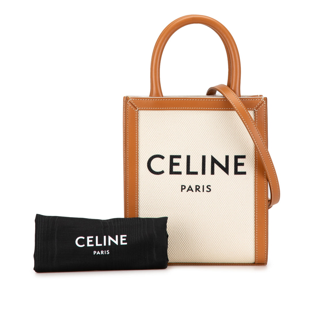 Celine Mini Canvas Vertical Cabas Satchel Brown - GABY PARIS