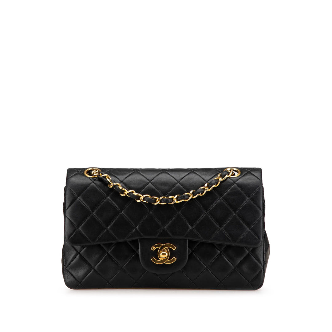 Small Classic Lambskin Double Flap Black - Gaby Paris
