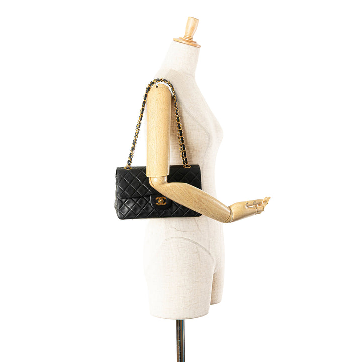 Small Classic Lambskin Double Flap Black - Gaby Paris