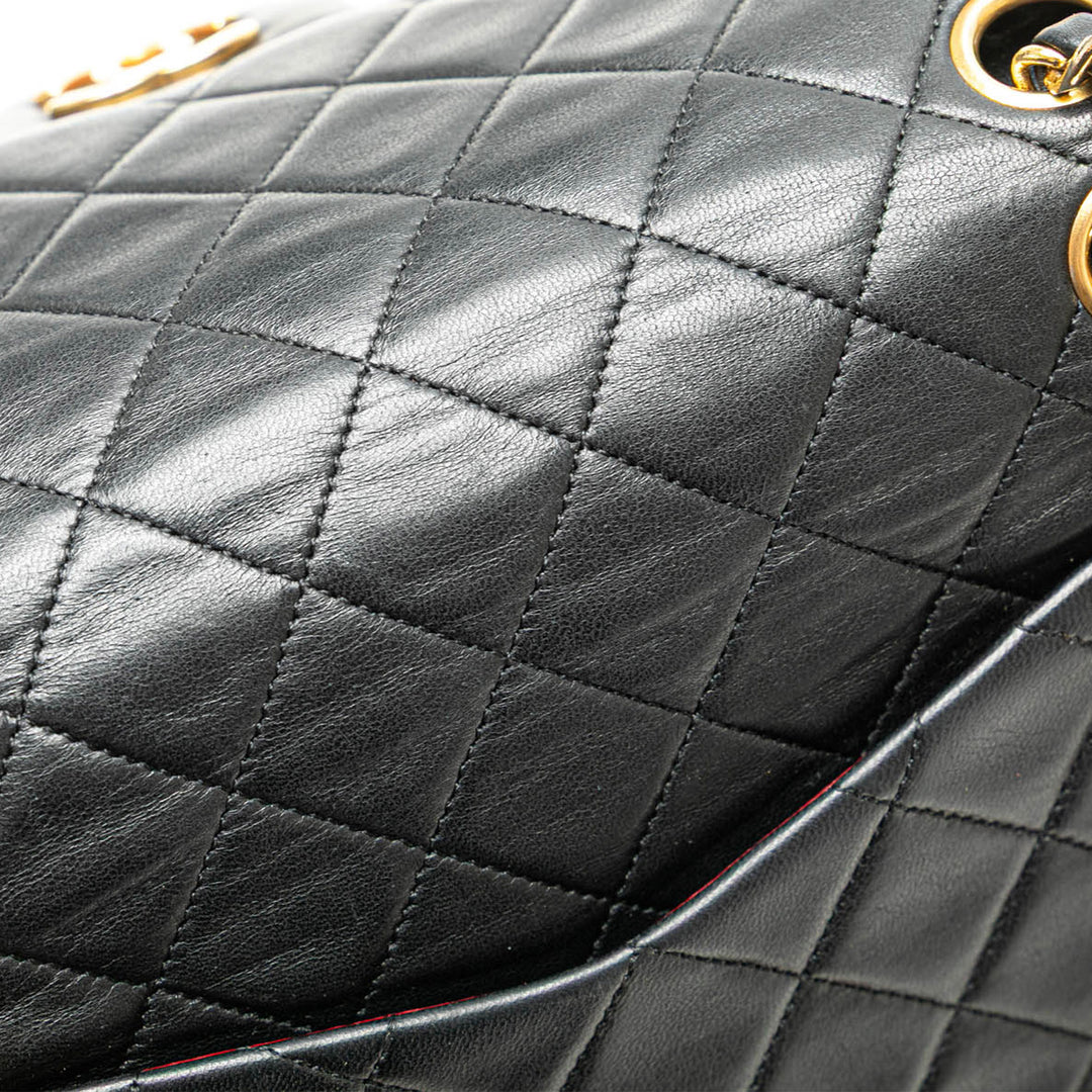 Small Classic Lambskin Double Flap Black - Gaby Paris