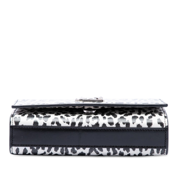 Saint Laurent Leopard Imprimé Kate Sac Petit Cuir de veau Blanc – vue 3 – GABY PARIS