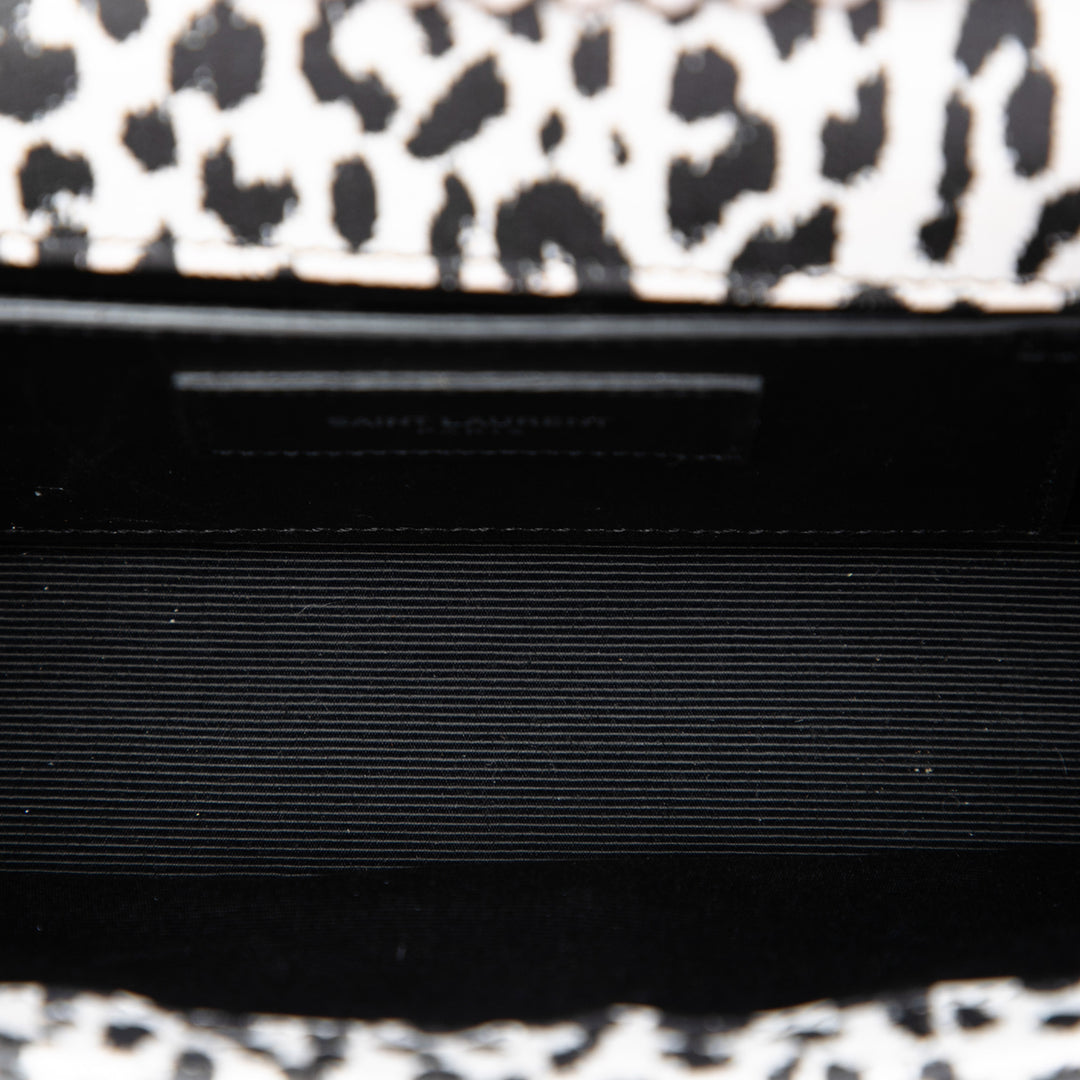 Saint Laurent Leopard Imprimé Kate Sac Petit Cuir de veau Blanc – vue 4 – GABY PARIS