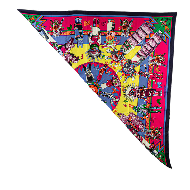 Kachinas Giant Triangle Silk Scarf Pink - Gaby Paris