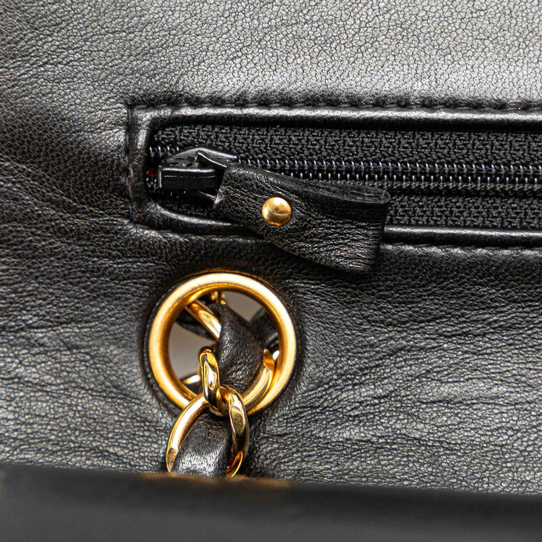 Small Classic Lambskin Double Flap Black - Gaby Paris