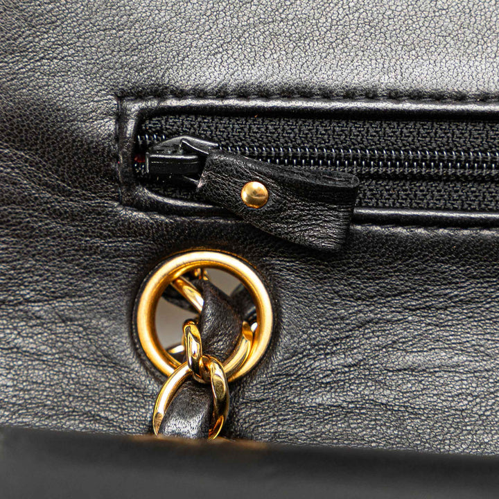 Small Classic Lambskin Double Flap Black - Gaby Paris