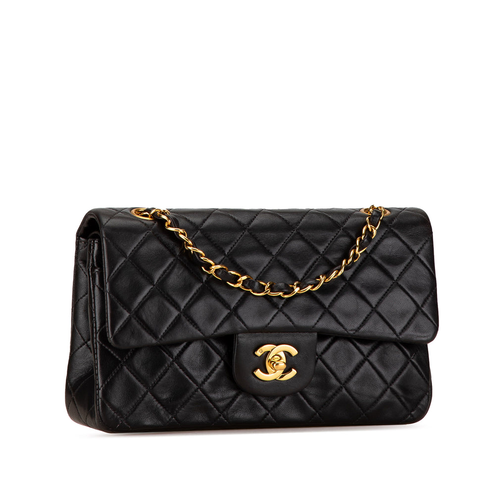 Small Classic Lambskin Double Flap Black - Gaby Paris