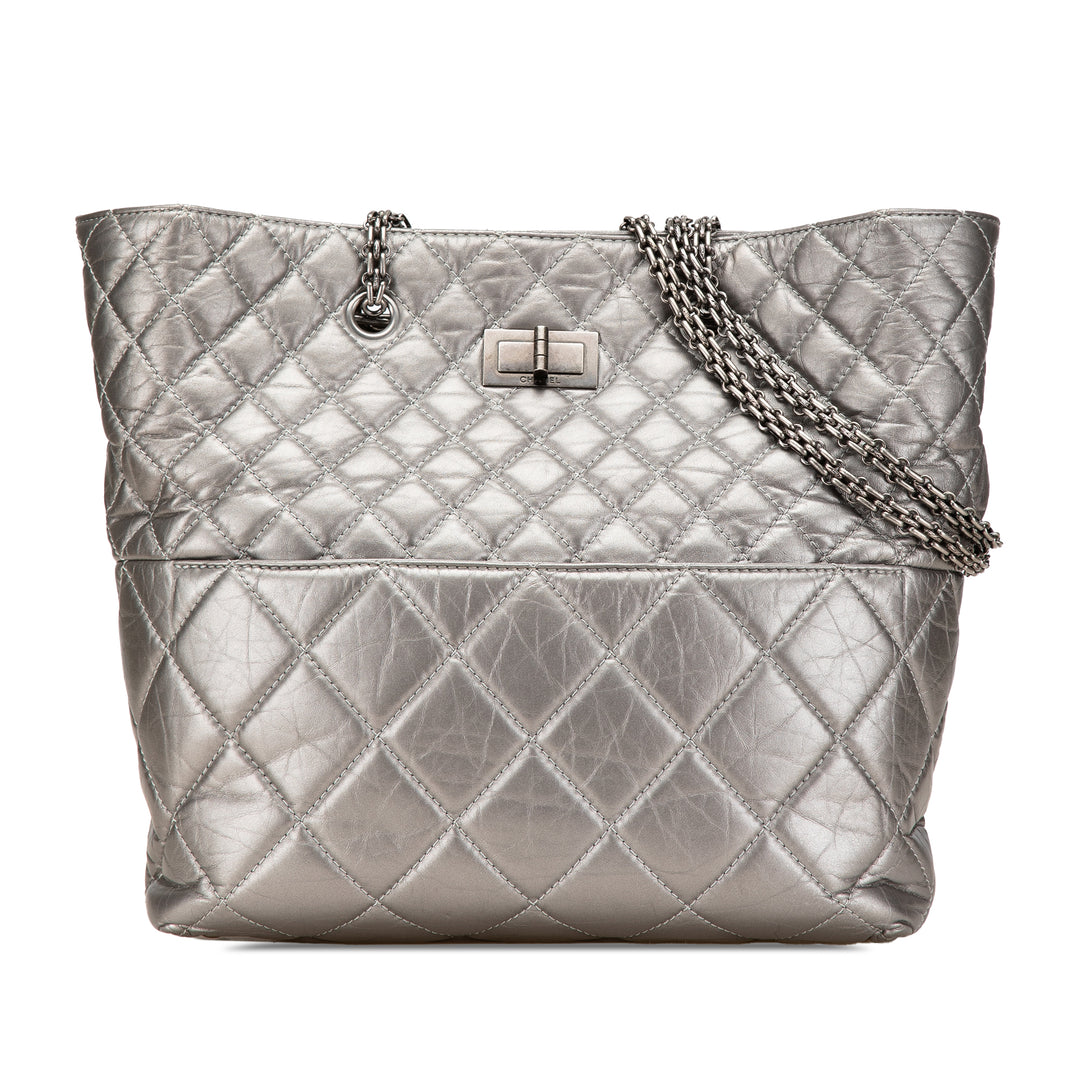 Reissue 2.55 Quilted Aged Calfskin Tote Silver - Gaby Paris