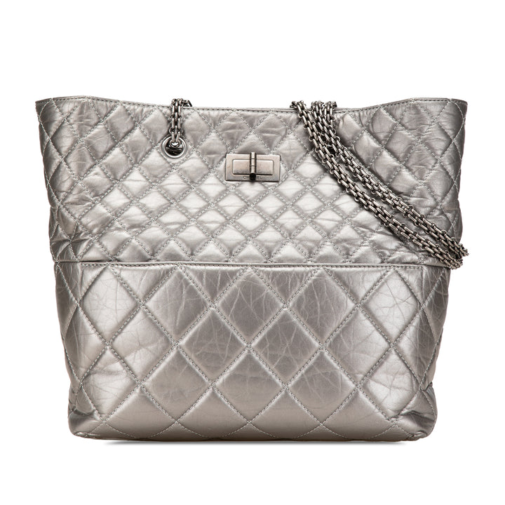 Reissue 2.55 Quilted Aged Calfskin Tote Silver - Gaby Paris
